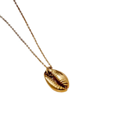 Cowrie Shell Necklace with Yellow Gold Plating