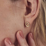 Russian Ring Stud Earrings with Yellow Gold Plating, , hi-res