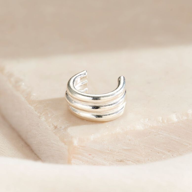 Sterling Silver Column Ear Cuff, , hi-res