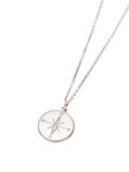 Sterling Silver Compass Charm Necklace, , hi-res