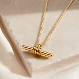 Column T-Bar Pendant Necklace with Yellow Gold Plating, , hi-res