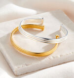 Sterling Silver Column Open Cuff Bangle, , hi-res