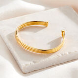 Column Open Cuff Bangle with Yellow Gold Plating, , hi-res