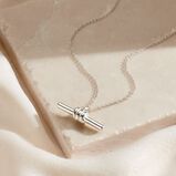 Sterling Silver Column T-Bar Necklace, , hi-res