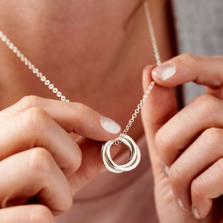 Sterling Silver Mini Russian Ring Necklace, , hi-res