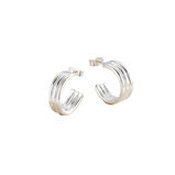 Sterling Silver Column Hoop Earrings, , hi-res