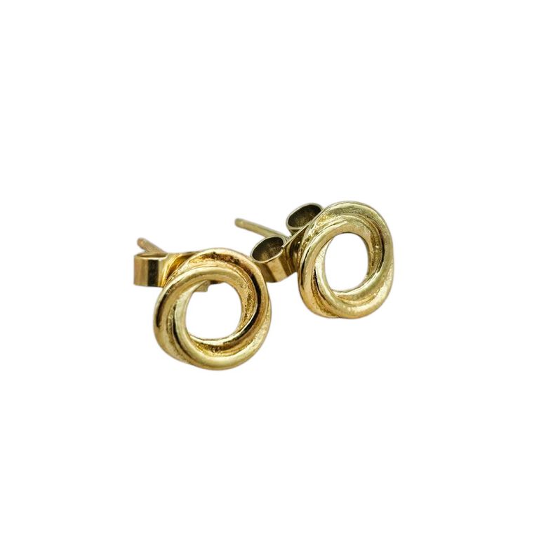 Russian Ring Stud Earrings with Yellow Gold Plating, , hi-res