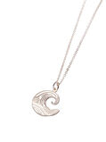 Sterling Silver Wave Charm Necklace, , hi-res