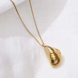 Mussel Shell Necklace with Yellow Gold Plating, , hi-res