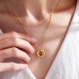Mini Russian Ring Necklace with Yellow Gold Plating, , hi-res