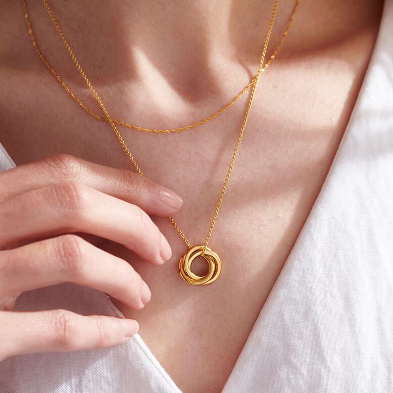 Mini Russian Ring Necklace with Yellow Gold Plating, , hi-res