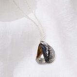 Oxidised Mussel Shell Necklace, , hi-res