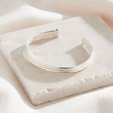 Sterling Silver Column Open Cuff Bangle, , hi-res