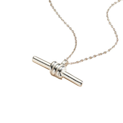 Sterling Silver Column T-Bar Necklace