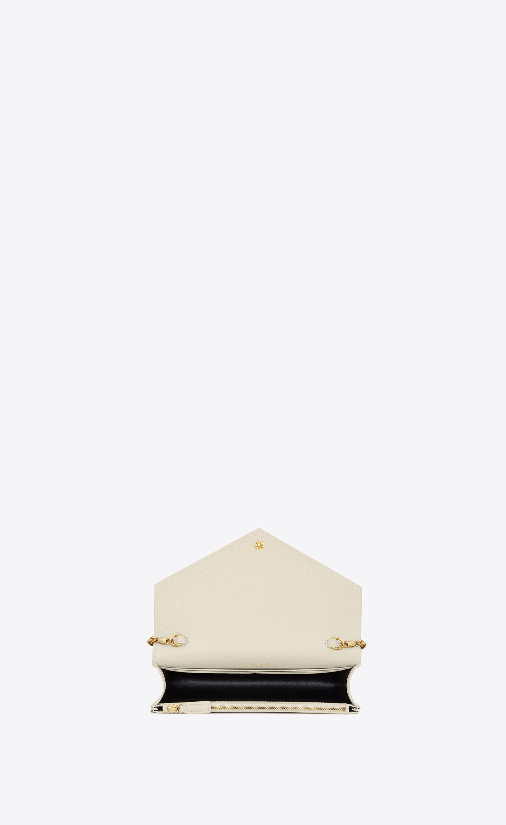 Envelope chain wallet in grain de poudre embossed leather cheap