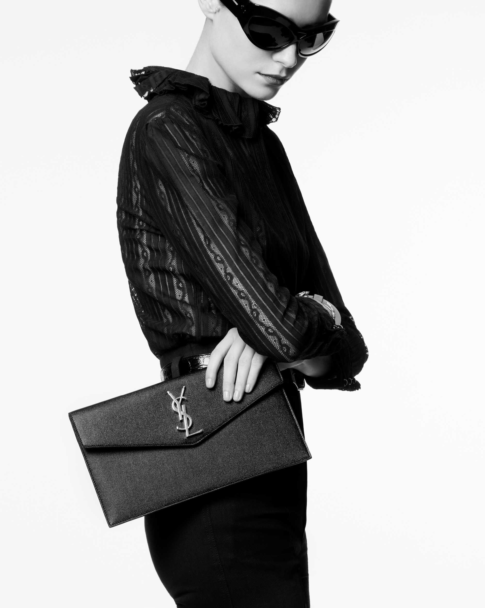 Ysl uptown clutch latte sale