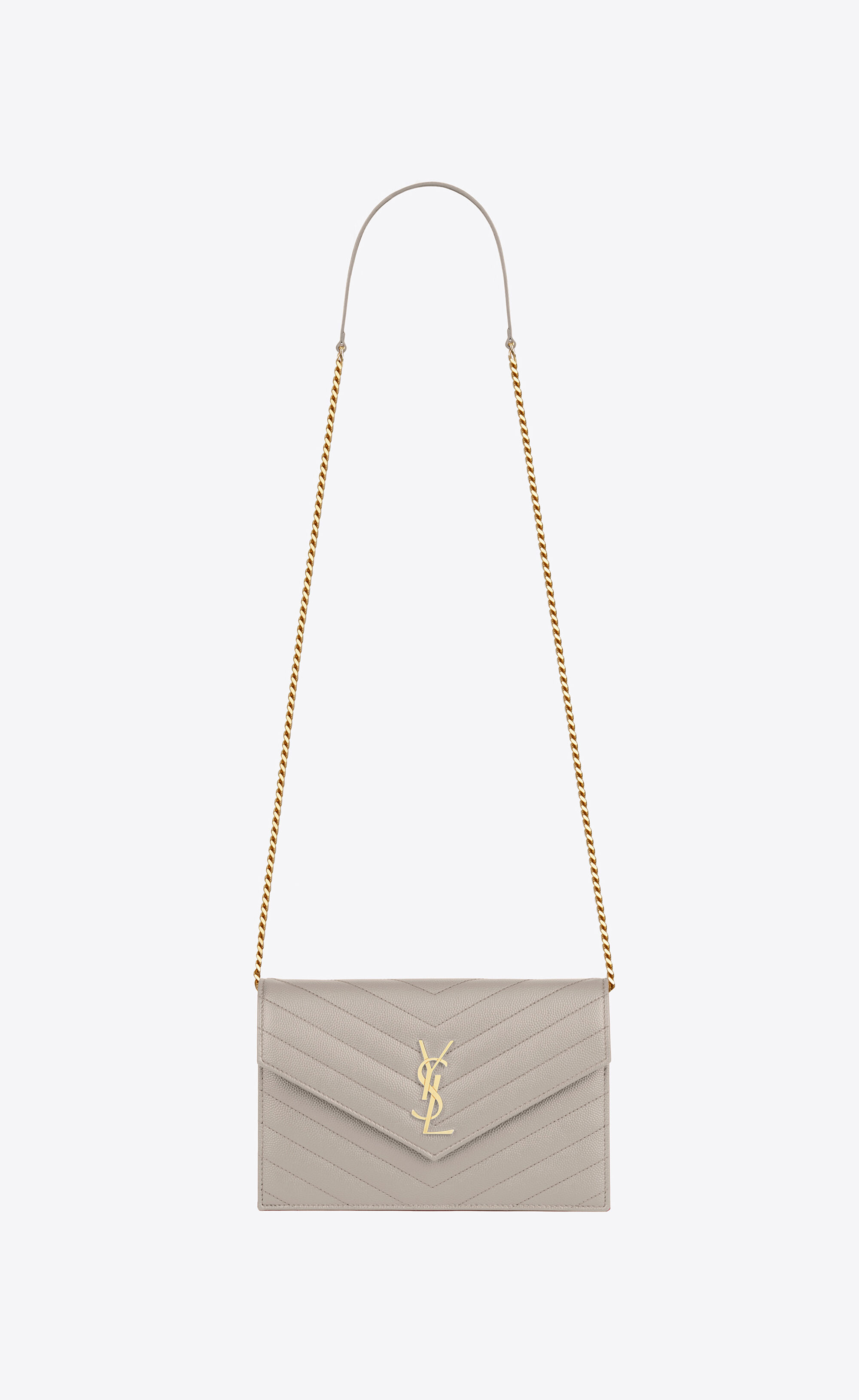 white ysl wallet on chain