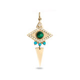 Limited Edition Malachite Eye Pendant 9k Gold, , hi-res