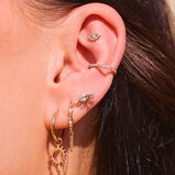 Diamond Evil Eye Flat Back Earring 14k Gold 8mm Single, , hi-res