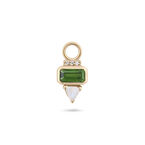 Green Tourmaline, Diamond & Moonstone Earring Charm 9k Gold Single