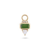Green Tourmaline, Diamond &amp; Moonstone Earring Charm 9k Gold Single, , hi-res