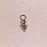 Tanzanite &amp; Emerald Geo Earring Charm 9k Gold Single, , hi-res