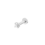 Mini Diamond Solitaire Flat Back 14k White Gold 8mm Single, , hi-res