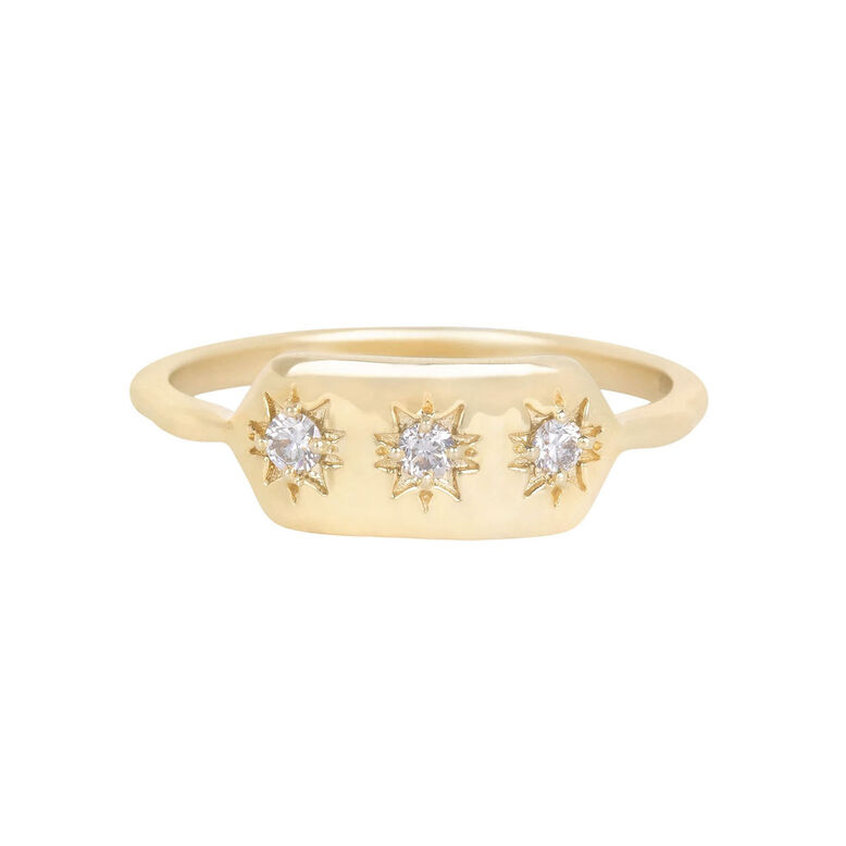 Diamond Starburst Ring 9k Gold Size P, , hi-res
