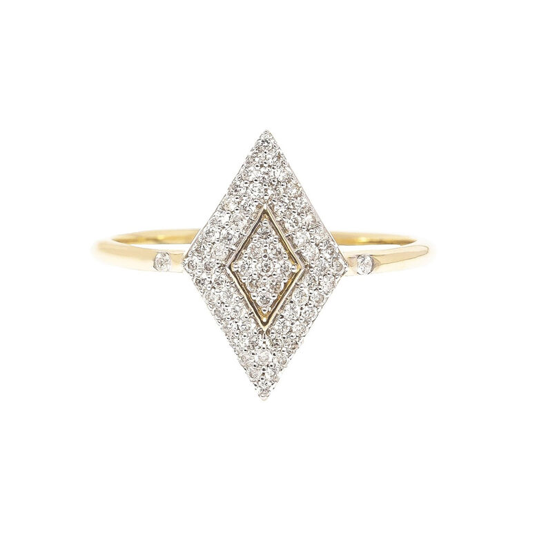 Diamond Pav&eacute; Ring 9k Gold Size O, , hi-res