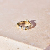 Mini Diamond Trilogy Huggie Hoop Earring 9k Gold Single, , hi-res