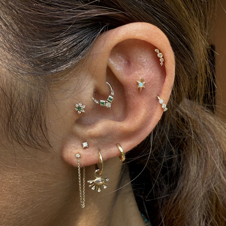 Hammered Huggie Hoop Earring 9k Gold Single, , hi-res