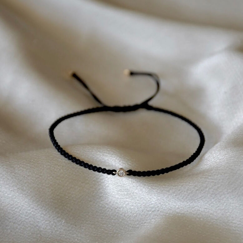 Diamond Solitaire Friendship Bracelet Black 9k Gold, , hi-res