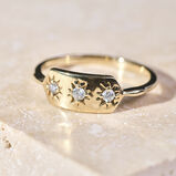 Diamond Starburst Ring 9k Gold Size P, , hi-res