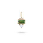Green Tourmaline, Diamond & Moonstone Pendant 9k Gold