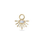 Moonstone & White Sapphire Sunburst Earring Charm 9k Gold Single