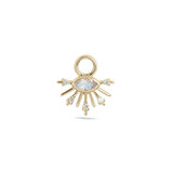 Moonstone &amp; White Sapphire Sunburst Earring Charm 9k Gold Single, , hi-res