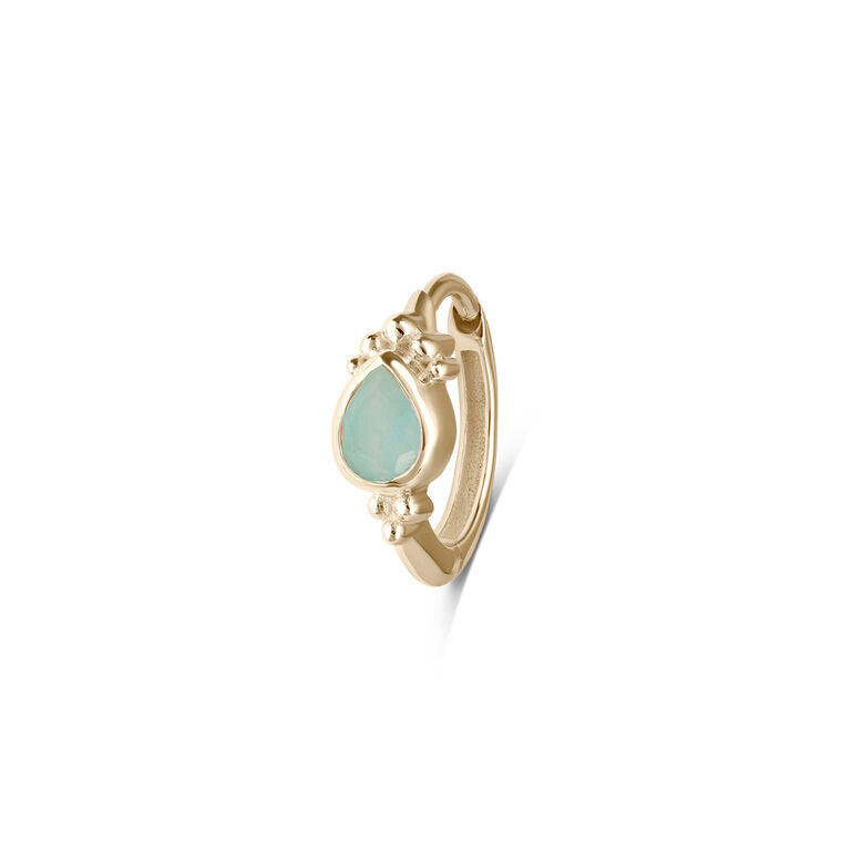 Amazonite Boho Huggie Hoop Earring 9k Gold single, , hi-res