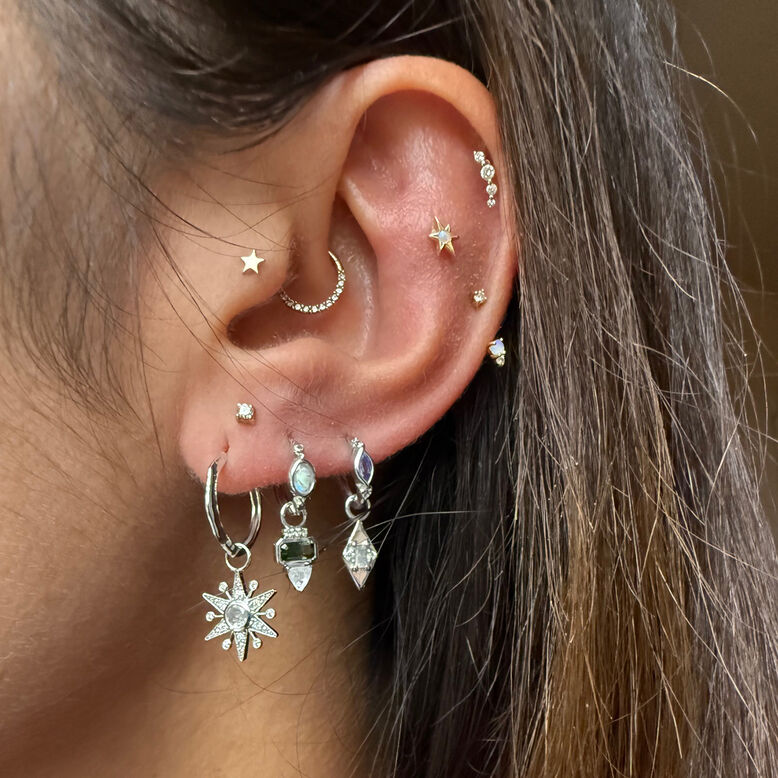 Mini Diamond Solitaire Flat Back 14k White Gold 5mm Single, , hi-res