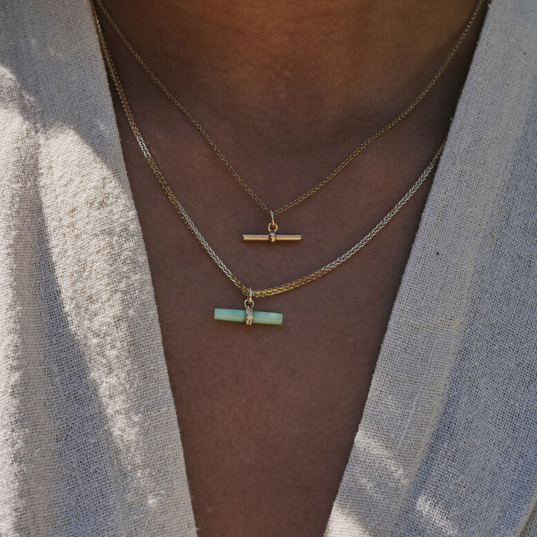 Chrysoprase T-Bar Pendant 9k Gold, , hi-res