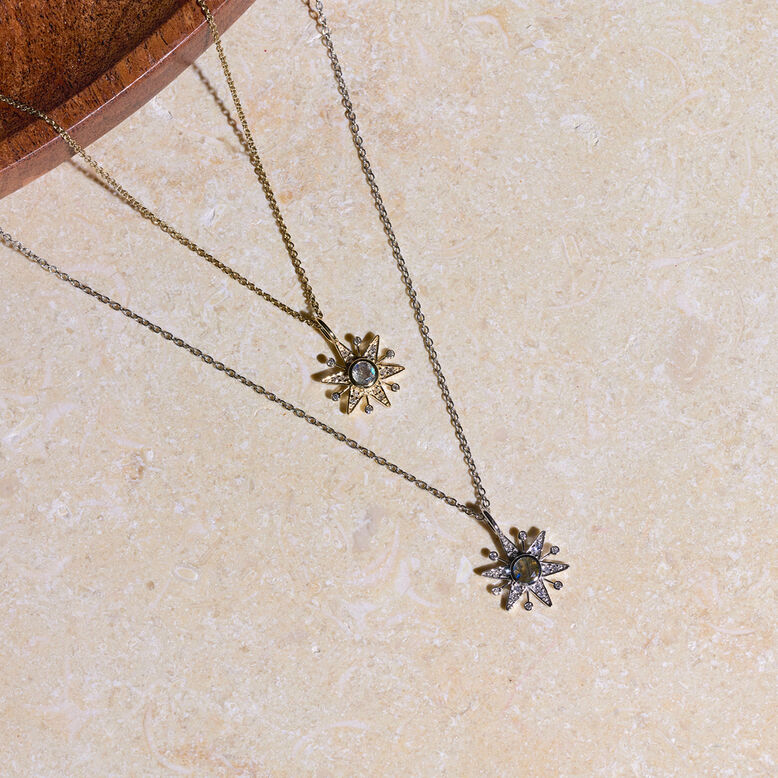 Limited Edition Diamond &amp; Labradorite Star Pendant 9k Gold, , hi-res