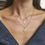 16" Stationed Bead Chain 9k Gold, , hi-res