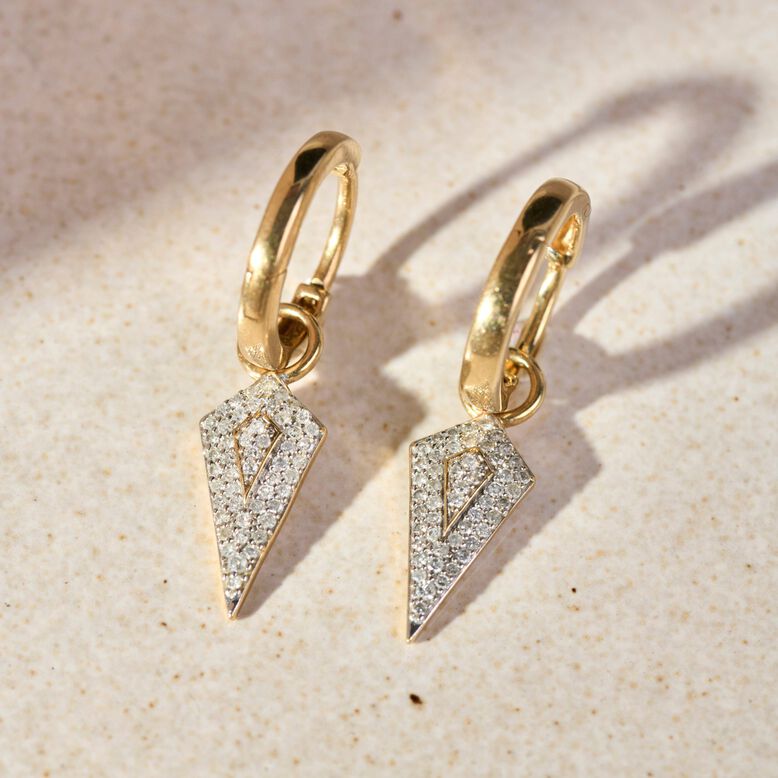 Diamond Rhombus Earring Charm 9k Gold Single, , hi-res