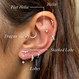 Graduated Diamond Curve Flat Back Earring 14k White Gold 8mm Single, , hi-res