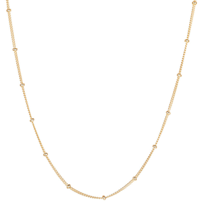 16" Stationed Bead Chain 9k Gold, , hi-res