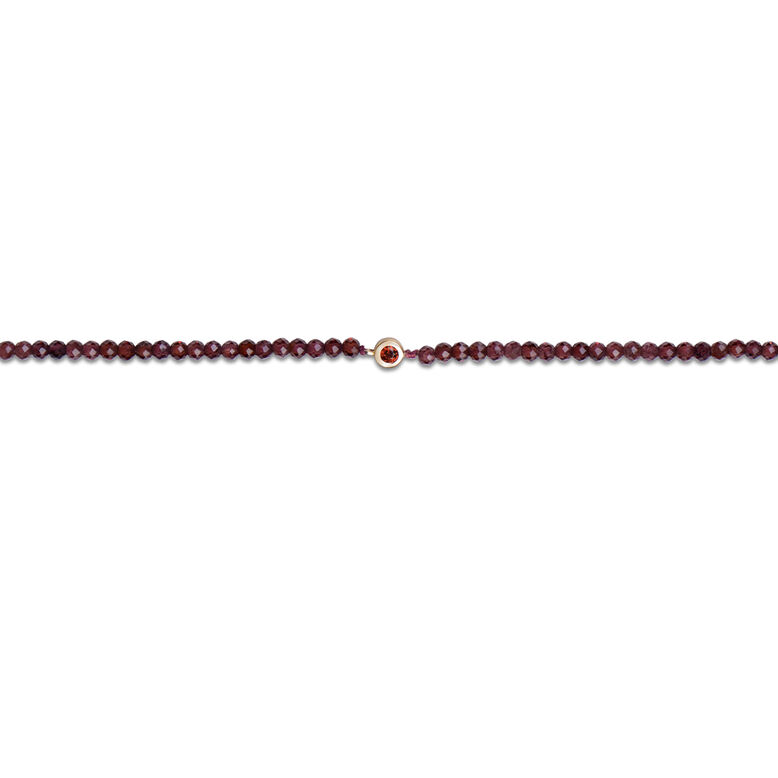 Birthstone Beaded Bracelet 9k Gold Garnet, , hi-res