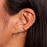 Opal &amp; Diamond U Bar Earring 14k Gold Single, , hi-res