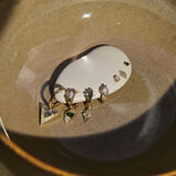 London Blue Topaz &amp; Diamond Baguette Huggie Hoop Earring 9k Gold Single, , hi-res