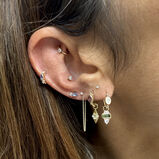 Green Tourmaline, Diamond &amp; Moonstone Earring Charm 9k Gold Single, , hi-res