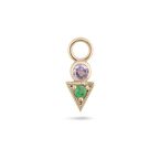 Tanzanite & Emerald Geo Earring Charm 9k Gold Single
