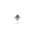 London Blue Topaz & Diamond Arrow Flat Back 14k White Gold 5mm Single